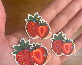 Cute Strawberry Journal stickers 3 pack holographic