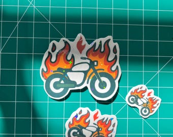 Cool Motorcycle Stickers Flame 3 pack