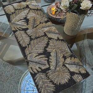Handcrafted Beaded Table Runner, Unique Home Decor, Beaded Runner for Dining, Housewarming Gift,Luxurious Beaded Table Runner, Dining Runner