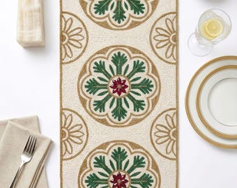 Camino de mesa con cuentas hecho a mano, decoración moderna y lujosa para el hogar, regalo para ella.