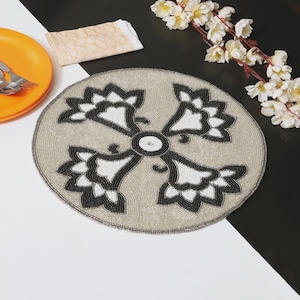 Handmade Beaded Placemat Embroidered Tablemat Beaded Charger Placemat for her gift for mom birthday baby shower home decor items 14 inches