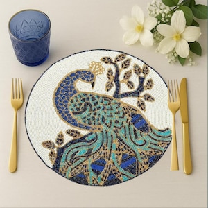 Beaded table placemats, handmade placemats, handcraft table placemats beaded charger, beaded table mat