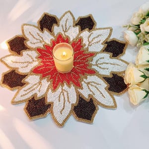 Luxury Beaded Placemats ,Round Beaded Table Placemats, Handmade Dining Placemat, Table Decor, Gift for Host,Elegant Table placemats,