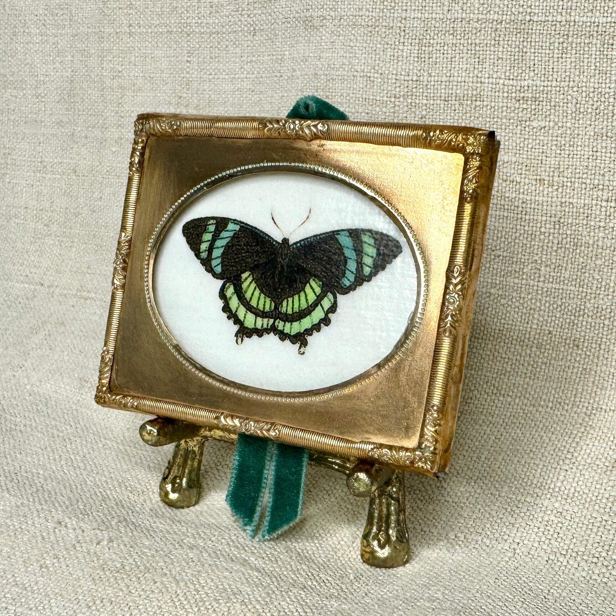 Victorian Butterfly Photo Ornament: Antique Copper Tintype
