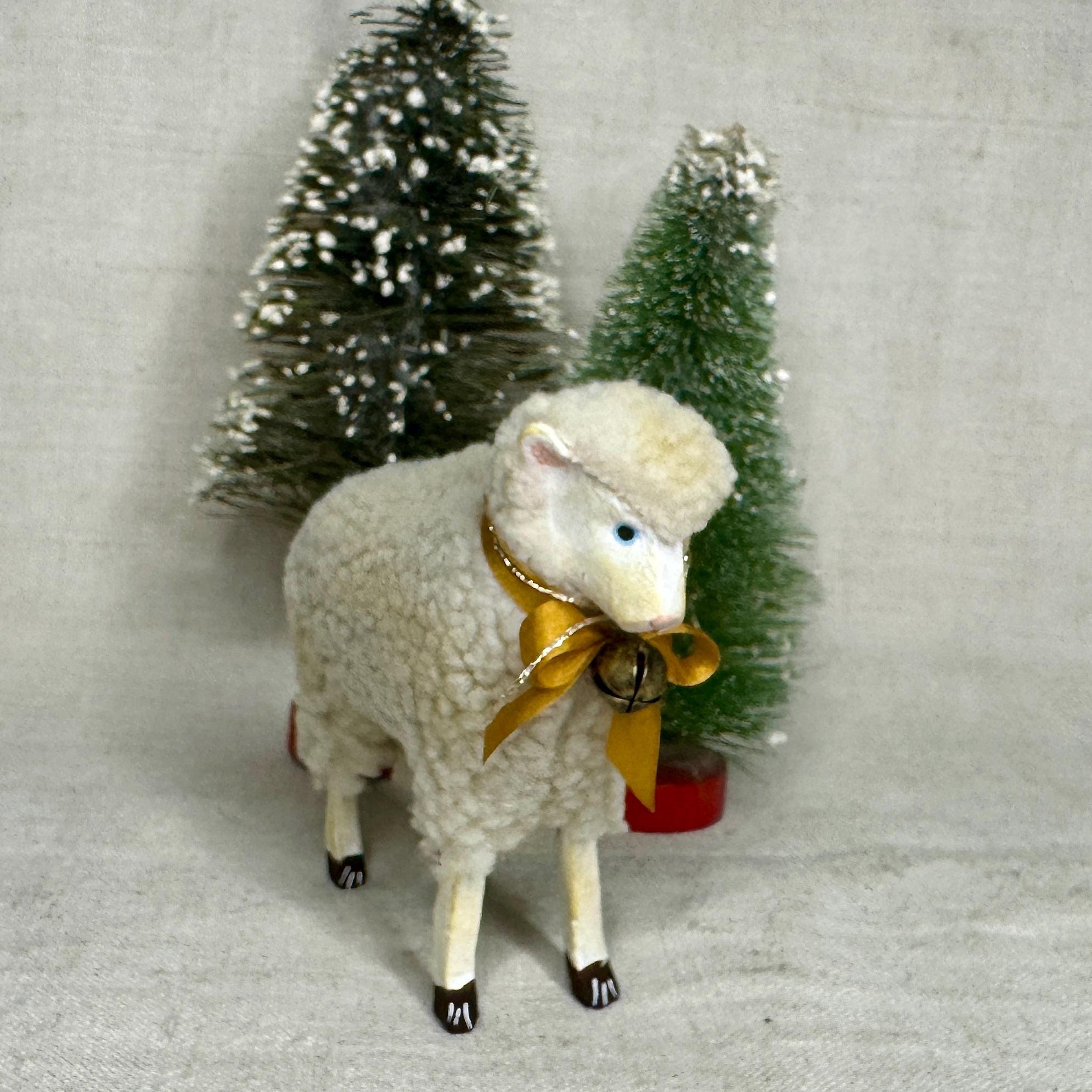 Vintage German Style Wooly Sheep Ornament: Putz Christmas Decor - Etsy