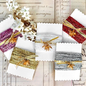 Tinsel Metallic Cord Ribbon String, 5 Yards, 1/8 Inch Holiday Mini Garland Glitter Gift Wrap Twine, Party Craft Supplies, Holiday Home Decor