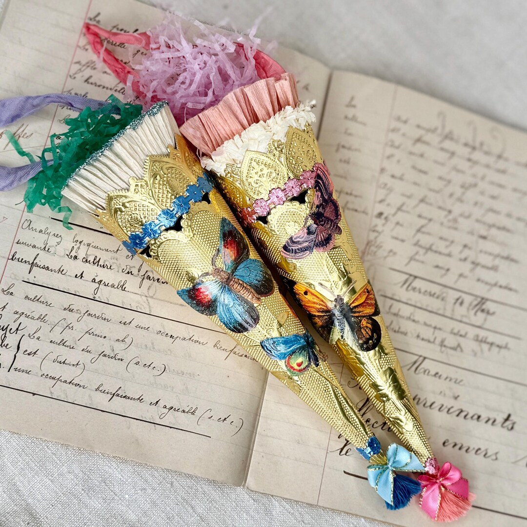 Spring Easter Candy Cones, Victorian Style Treat Container, Party Gift ...