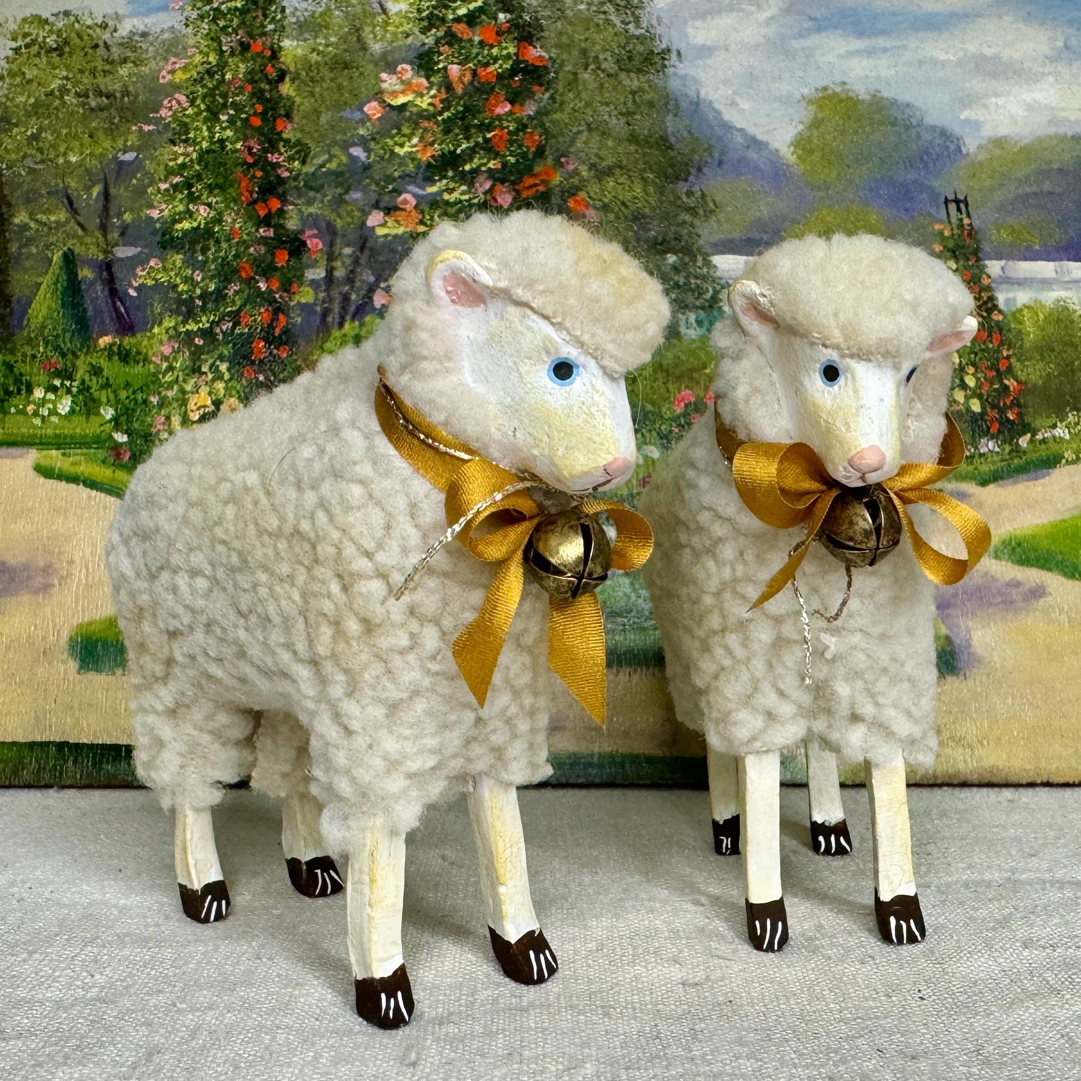 Vintage German Style Wooly Sheep Ornament: Putz Christmas Decor - Etsy