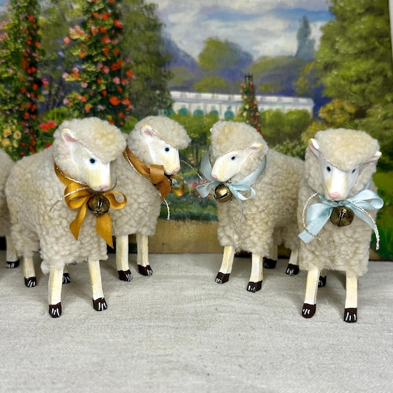 Vintage German Style Wooly Sheep Ornament: Putz Christmas Decor - Etsy