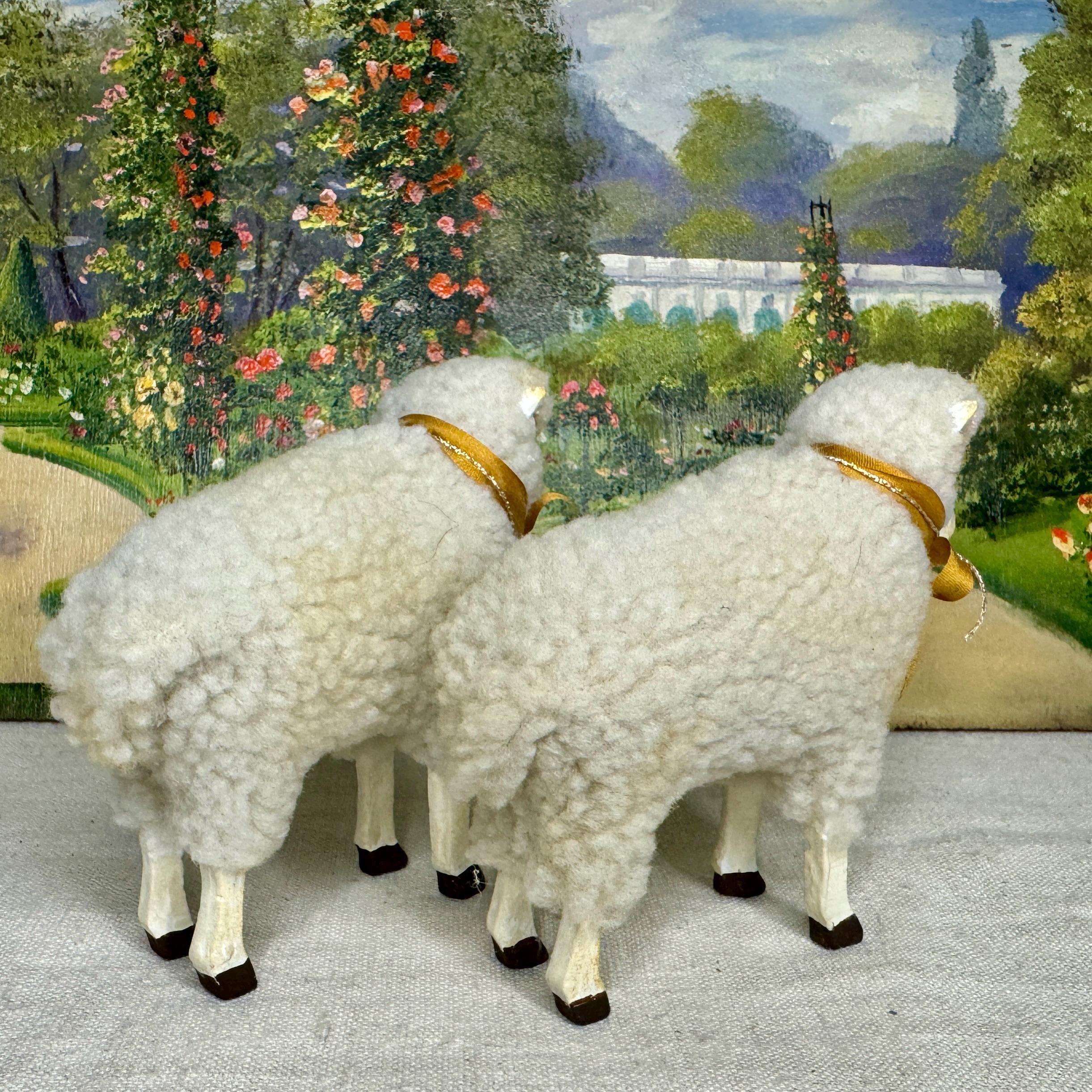 Handmade Sheep Lamb With Bell, Vintage Style Spring Decor, Putz