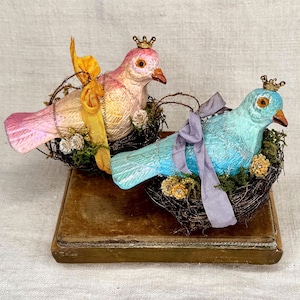 Vintage Peace Dove Bird, Spring Handmade Holiday Tree Ornament, Hanging Hand-Painted Bird Cottage Farmhouse Decor, Vintage Easter Christmas