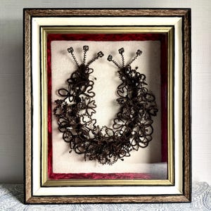 Antique Victorian Mourning Human Hair Wreath Framed Shadow Box I 1800s Heirloom Memorial Memento Mori Hairwork I Funeral Décor I Curiosity