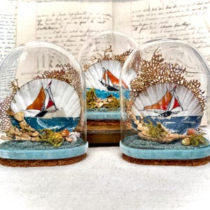 Victorian Sailor's Valentine Diorama: Antique French Seashell Art in Glass Dome