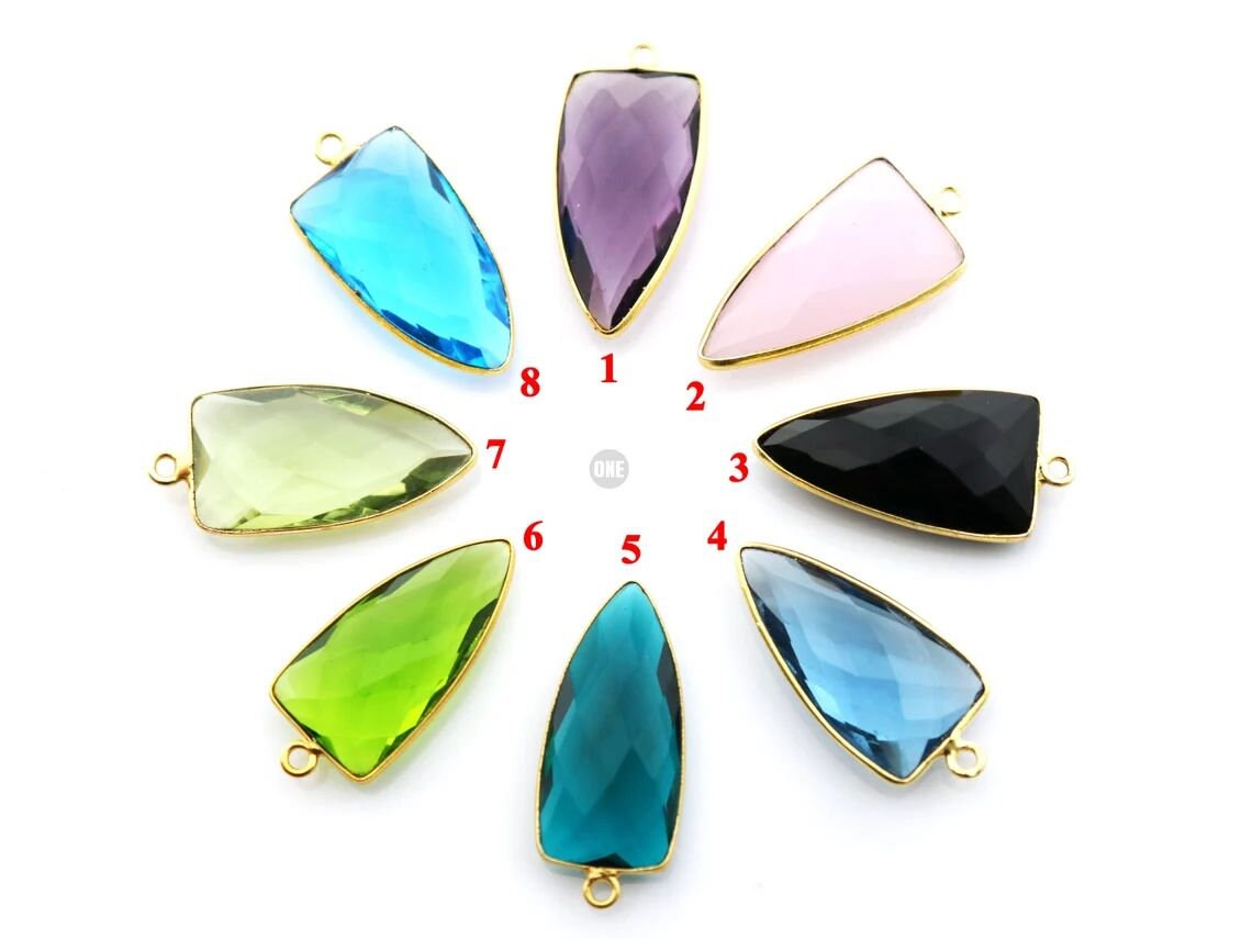 Gold Plated Faceted Arrowhead Bezel, 14X25 Mm, Multiple Colors