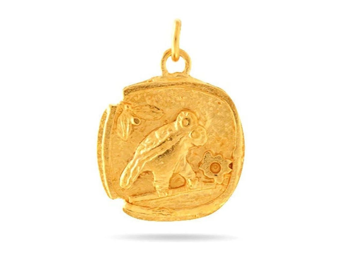 Sterling Silver Artisan Handmade Ancient Owl of Athena, Greek Medallion, (398-AF)