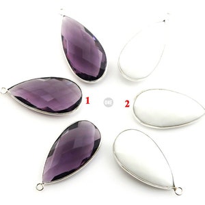 Silver Faceted Pear Bezel , 15x30 mm, multiple gemstones, (6025-SBZ)