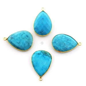 Gold Plated Faceted Turquoise Pear  Bezel, 18x24 mm (7100-BZ)