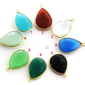 Gold Plated Faceted Pear Bezel, 18x25 mm, multiple gemstones (7275-BZ)