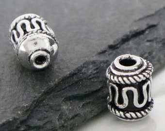 Bali Silber handgefertigte Tonnenperlen, (5026-BA)