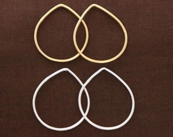 2 Pcs, Sterling Silver Hammered Marquise Link (41-LC)