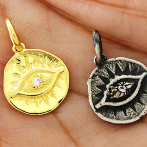 Sterling Silber Handwerker Auge Charme, mehrere Oberflächen, (268-AF)