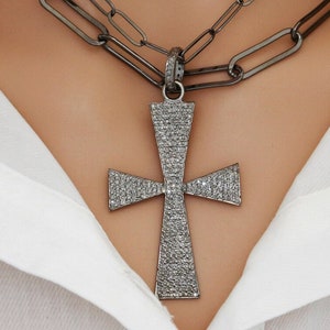 Pave Diamond Large Cross Pendant, (DPL-2597)