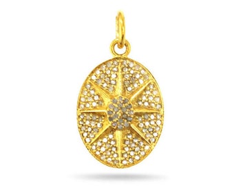 Sterling Silber, Pave Diamant Starburst Anhänger, (172-DPS)