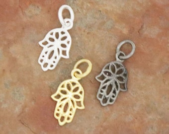 2 Pcs of Sterling Silver Hamsa Charm, 10x14mm, 3 Finishes, (TH-8158)