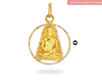 Sterling Silver, Pave Diamond Divine Buddha Pendant,  (1160-DPM)