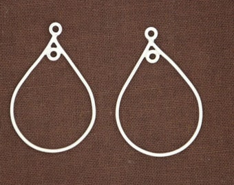 1 Pair, Sterling Silver Teardrop Link, 20x30 mm, (97-LC)