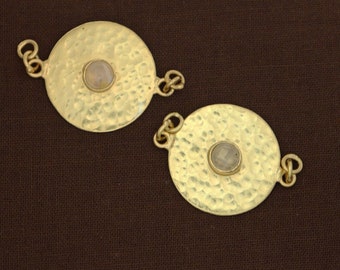 Sterling Silver Round Connector w/ Moonstone Bead Link, 20 mm, (116-LC)