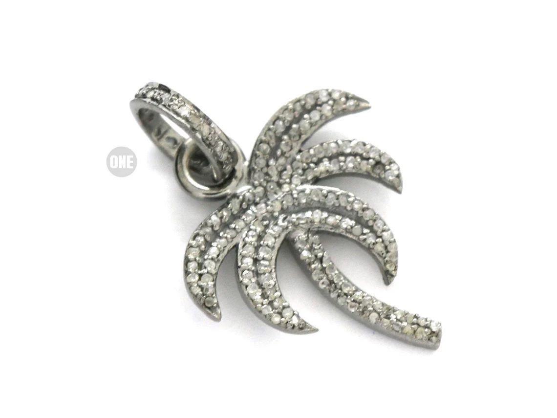 Pendentif Palmier En Argent Sterling 925 – Avec Zirconium – Poids 10 G – Cadeau Pour Femme Ou Homme