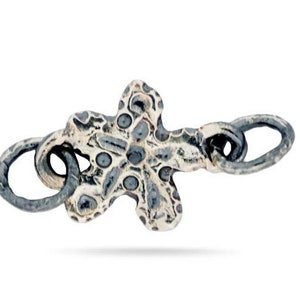 Sterling Silver Artisan Flower Link Connector, Multiple Finishes, (AF-226)