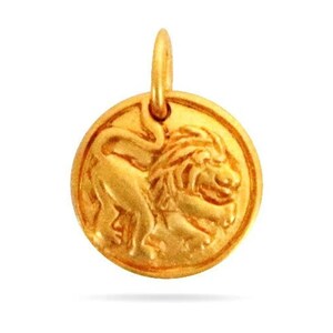 Sterling Silver Lion on a raised coin Charm, Multiple Finishes, (33-CH7)