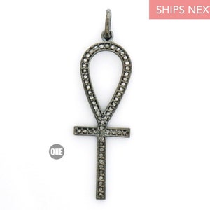 Sterling Silver, Pave Diamond Cross Pendant, (023-DPS)