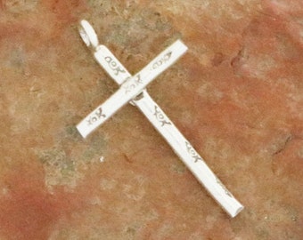 1 of Karen Hill Tribe Silver Imprinted Cross Charm, 18x33 mm, (8136-TH)