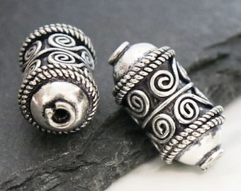 Bali Silber handgefertigt Seil und Schriftrolle Design Barrel Bead, (5118-BA)