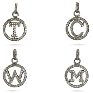 Sterling Silver, Pave Diamond Personalize Initial Pendant, Pave Diamond (008-DIN)