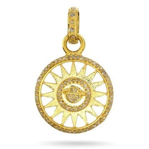 Sterling Silver, Pave Diamond Sun Pendant with Saturn Center, (168-DPS)