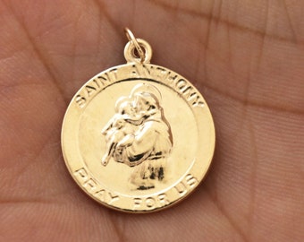 14k Gold Filled Saint Anthony "pray for us" Charm, (CR20/CH0/GF)