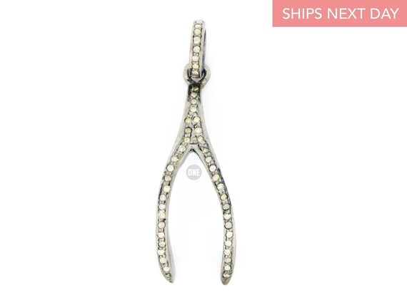 Sterling Silver, Pave Diamond Wishbone Pendant, (2311-DPL)