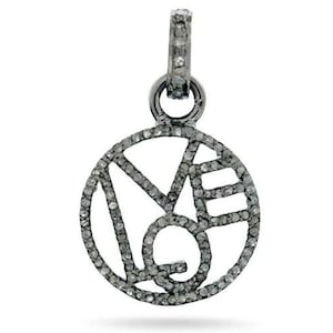 Sterling Silver, Pave Diamond Love Charm, (174-DCH)