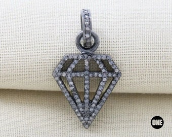 Sterling Silver, Pave Diamond Pendant, (004-DPS)