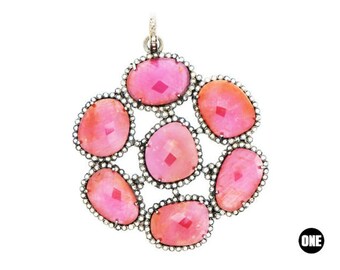 Prata esterlina, pingente de rubi com diamante pavimentado, (7028-DRB)