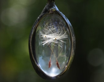 Wish Necklace, Dandelion Necklace, Made With Real Dandelion Seeds, Not Resin, Glass Will not Yellow, Make a Wish Jewelry, Terrarium (2248a),