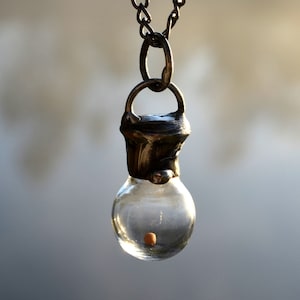 Minimalist Glass Bottle Necklace, Tiny Seed Pendant, Simple Everyday Jewelry