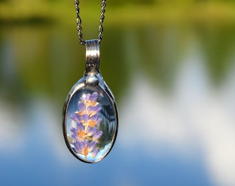 Unique Gift for Women, Dried Lavender Pendant, Necklaces for Women, Dried Pressed Lavender in Glass not Resin, Boho Necklace for Women 2787