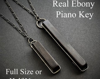 Gift for Musician, 100 Year Old Ebony Piano Key, Bezel Set, Durable Artisan Made Jewelry for Men or Women, Two Sizes, Unique Gift Ideas,