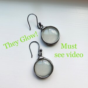 Glow in the Dark Earrings, Handmade Jewelry with Luminescence, Luminous Dangle Earrings, Outer Space, Fluorescent Green Earrings, Phosphors,