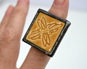 SALE - 40% OFF!  Adjustable Ring, Statement Ring, Ceramic Ring, Golden Yellow Ring (195-2)